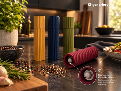 pfeffermühle modern gewürzmühle keramik salzmühle manuell pfeffermühle design küchenaccessoire modern pfeffermühle Chelsea Rot 3d gedruckt gewürzmühle handgefertigte pfeffermühle minimalistische küche geschenkidee küche