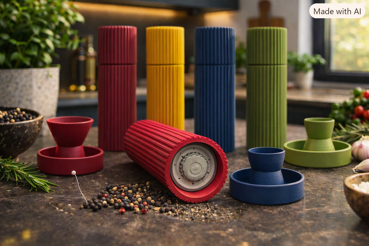 pfeffermühle modern gewürzmühle keramik salzmühle manuell pfeffermühle design küchenaccessoire modern pfeffermühle Chelsea Rot 3d gedruckt gewürzmühle handgefertigte pfeffermühle minimalistische küche geschenkidee küche